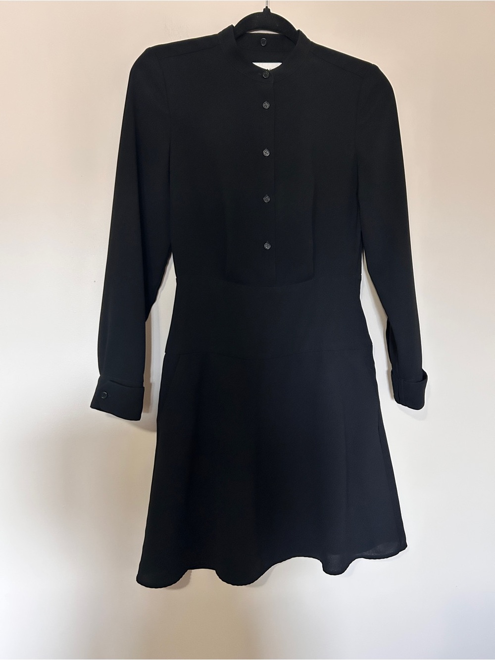 COACH Button Up Mandarin Collar Shirt Dress Black - Picture 2 of 9